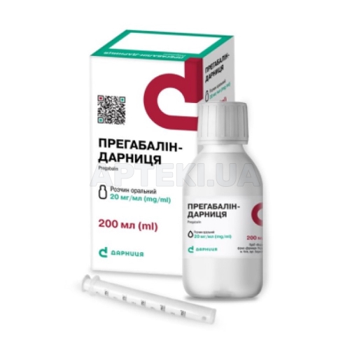 Прегабалин-Дарница раствор оральный 20 мг/мл флакон с адаптером 200 мл с дозирующим шприцем, №1