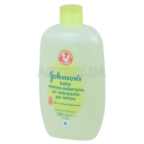 JOHNSON'S® ДИТЯЧИЙ ШАМПУНЬ І ПІНКА ДЛЯ МИТТЯ ТА КУПАННЯ "ВІД МАКІВКИ ДО П'ЯТОЧОК" 300 мл, №1