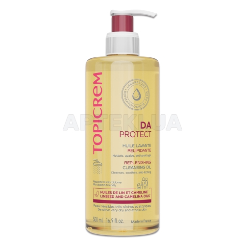 Топикрем ДА протект восстанавливающее очищающее масло флакон с дозатором 500 мл, №1