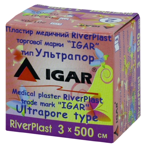 ПЛАСТИР МЕДИЧНИЙ RIVERPLAST "ІГАР" 3 см х 500 см Ультрапор (на нетканій основі), №1