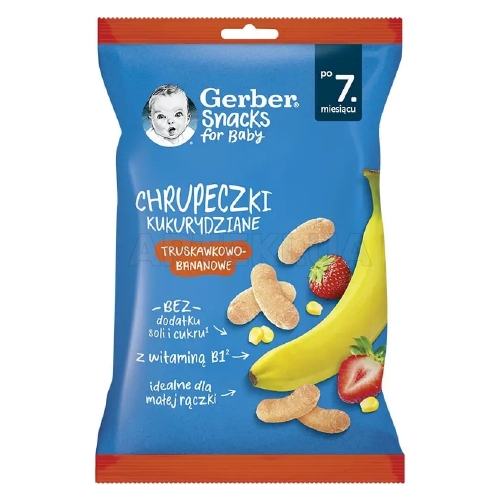 Gerber снеки кукурузные с клубникой и бананом для детей 28 г, №1