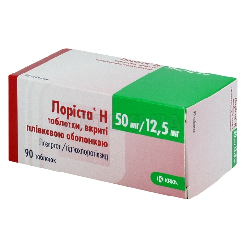 Лоріста® H таблетки, вкриті плівковою оболонкою 50 мг + 12.5 мг, №90