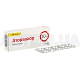 Аторвакор® таблетки, вкриті плівковою оболонкою 10 мг блістер, №30
