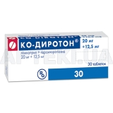 Ко-Диротон® таблетки 20 мг + 12.5 мг, №30