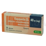 Кордипін XL таблетки з модифікованим вивільненням 40 мг, №20