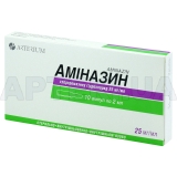 Аміназин розчин для ін'єкцій 25 мг/мл ампула 2 мл контурна чарункова упаковка, пачка, №10