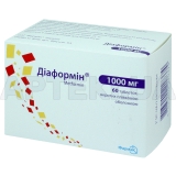 Діаформін® таблетки, вкриті плівковою оболонкою 1000 мг блістер, №60