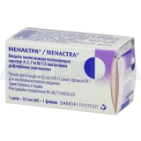 Менактра® вакцина менінгококова полісахаридна серогруп A, C, Y та W-135 кон'югована дифтерійним анатоксином розчин для ін'єкцій 1 доза флакон 0.5 мл, №1