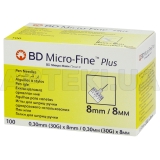 ИГЛЫ ДЛЯ ШПРИЦ-РУЧКИ BD MICRO-FINE™ PLUS 30G (0,3 х 8 мм), №100