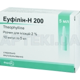 Эуфиллин-Н 200 раствор для инъекций 2 % ампула 5 мл в пачке, №10