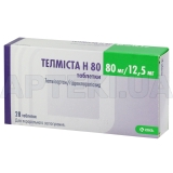 Телмиста H 80 таблетки 80 мг + 12.5 мг блистер, №28