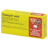 Леверет Міні таблетки, вкриті плівковою оболонкою 0.1 мг + 0.02 мг блістер, №21