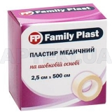 FAMILY PLAST ПЛАСТЫРЬ МЕДИЦИНСКИЙ НА ШЕЛКОВОЙ ОСНОВЕ 2,5 см х 500 см, №1