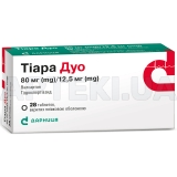 Тиара Дуо таблетки, покрытые пленочной оболочкой 80 мг + 12.5 мг контурная ячейковая упаковка, №28