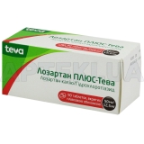 Лозартан Плюс-Тева таблетки, покрытые пленочной оболочкой 50 мг + 12.5 мг блистер, №90