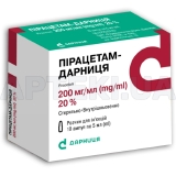 Пирацетам-Дарница раствор для инъекций 200 мг/мл ампула 5 мл контурная ячейковая упаковка, пачка, №10