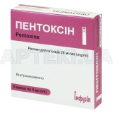 Пентоксін розчин для ін'єкцій 20 мг/мл ампула 5 мл, №5